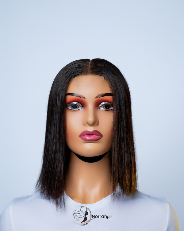 Elysia 10” Black Virgin Bone Straight Wig